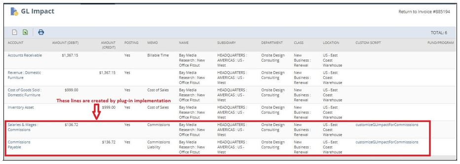 Invoice GL Impact after enabling GL lines plug-in
